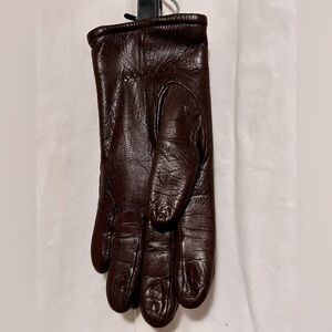 Fownes Dark Brown Leather Gloves Womens Sz 8 Super Soft